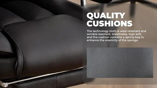 Alt view image 5 of 7 - Fantasylab Office Chair, Big and Tall Executive Office Chair with Footrest, Leather Computer Chair, Ergonomic Reclining Chair High Back