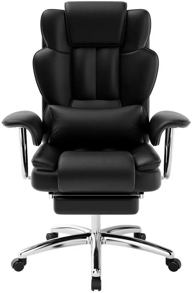 Alt view image 2 of 7 - Fantasylab Office Chair, Big and Tall Executive Office Chair with Footrest, Leather Computer Chair, Ergonomic Reclining Chair High Back