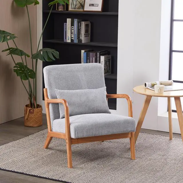Main image of VANBOW Modern Accent Chair - Rubberwood Frame, Ergonomic Design for Living Room, Reading Nooks