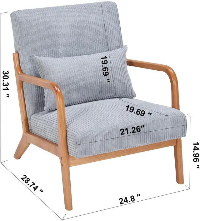 Alt view image 3 of 7 - VANBOW Modern Accent Chair - Rubberwood Frame, Ergonomic Design for Living Room, Reading Nooks