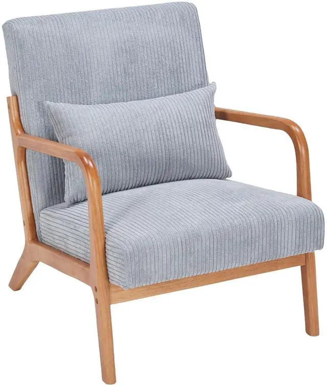 Alt view image 2 of 7 - VANBOW Modern Accent Chair - Rubberwood Frame, Ergonomic Design for Living Room, Reading Nooks