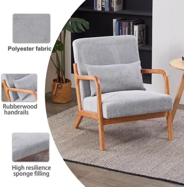 Alt view image 4 of 7 - VANBOW Modern Accent Chair - Rubberwood Frame, Ergonomic Design for Living Room, Reading Nooks