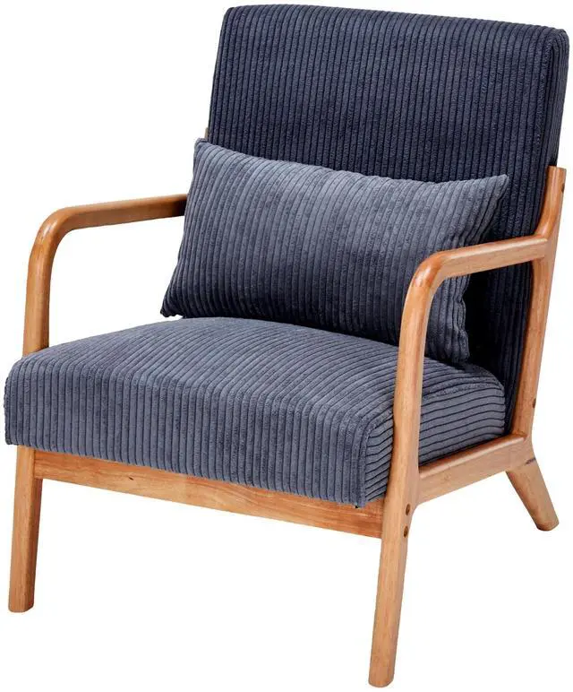Alt view image 2 of 7 - VANBOW Modern Accent Chair - Rubberwood Frame, Ergonomic Design for Living Room, Reading Nooks Dark Grey