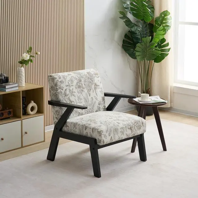 Main image of VANBOW Modern Accent Chair - Elegant Embroidered Polyester Fabric, Ergonomic Design for Living Room & Bedroom