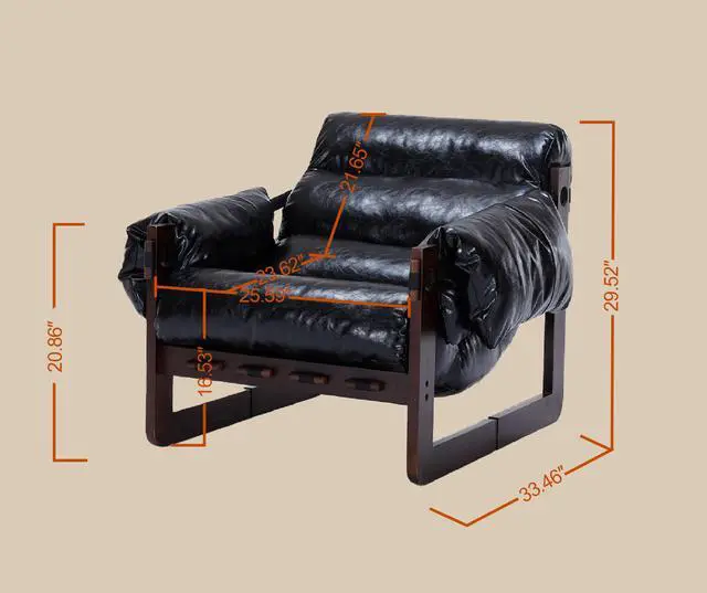 Alt view image 3 of 7 - VANBOW Space-Saving Accent Chair - Water-Repellent Oiled Leather for Small Apartments