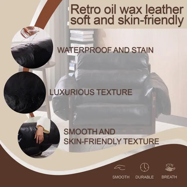 Alt view image 5 of 7 - VANBOW Space-Saving Accent Chair - Water-Repellent Oiled Leather for Small Apartments