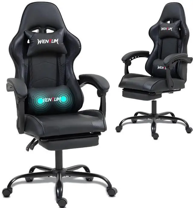Main image of Fantasylab Ergonomic Reclining Gaming Chair with Linkage Armrests & Footrest, Racing Office Chair, PU Leather Computer Desk Chair