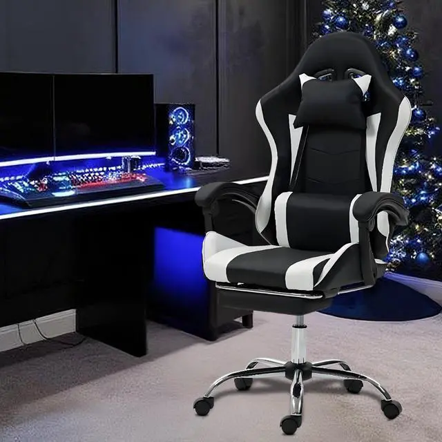 Alt view image 7 of 7 - Fantasylab Gaming Chair with Massage Lumbar Support Ergonomic Video Game Chair for Adults, Adjustable Headrest & Footrest, 90-135° Recline, 360° Swivel