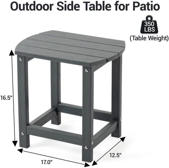 Alt view image 2 of 6 - VANBOW HDPE Outdoor Side Table - All Weather Performance Patio Side Table, Waterproof Small Outdoor End Table for Patio, Garden, Lawn, Pool, Balcony, Living Room Grey