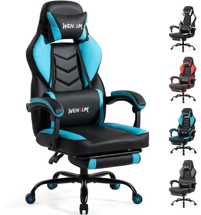 Main image of VANBOW Big and Tall Gaming Chair 350lb Weight Capacity with Footrest, Ergonomic Video Game Chair for Adults with Oversized Headrest and Lumbar Pillow, Computer Chair Gaming for Office(Red) Blue