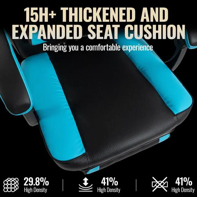 Alt view image 5 of 6 - VANBOW Big and Tall Gaming Chair 350lb Weight Capacity with Footrest, Ergonomic Video Game Chair for Adults with Oversized Headrest and Lumbar Pillow, Computer Chair Gaming for Office(Red) Blue