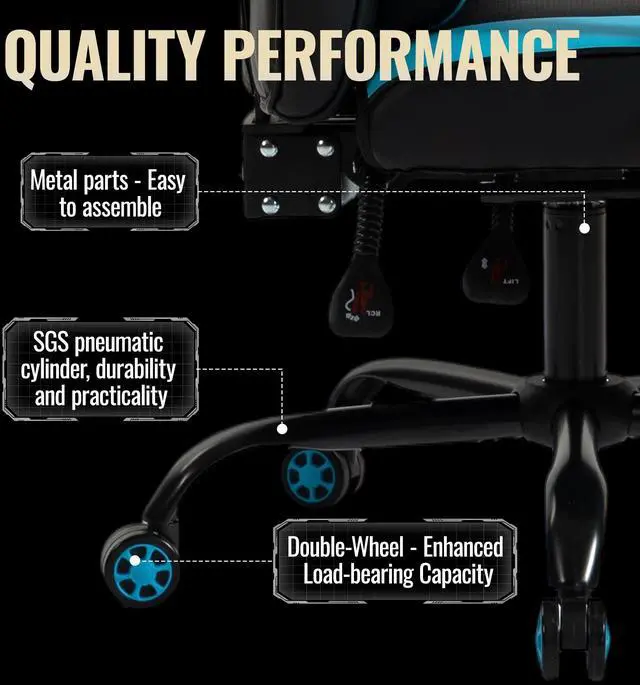 Alt view image 6 of 6 - VANBOW Big and Tall Gaming Chair 350lb Weight Capacity with Footrest, Ergonomic Video Game Chair for Adults with Oversized Headrest and Lumbar Pillow, Computer Chair Gaming for Office(Red) Blue