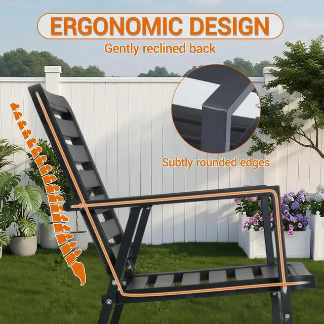 Alt view image 7 of 7 - VANBOW Outdoor Dining Chairs Set of 2, All-Weather PP-Patio Chairs, Metal Frame Outdoor Chairs, Waterproof Restaurant Chairs for Front Porch, Balcony Chairs for Backyard Garden, Black