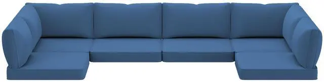Alt view image 2 of 7 - VANBOW Outdoor Replacement Cushions 14-Piece Deep Seat Water-Resistant Patio Furniture Cushions for 6-Seat Sectional Rattan Sets,Blue