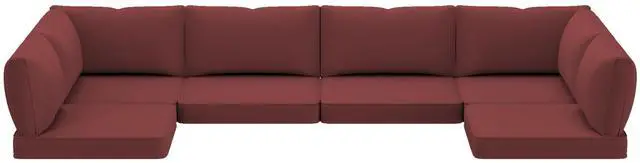 Alt view image 2 of 7 - VANBOW Outdoor Replacement Cushions 14-Piece Deep Seat Water-Resistant Patio Furniture Cushions for 6-Seat Sectional Rattan Sets, Red
