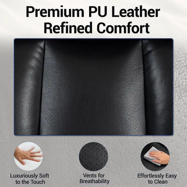 Alt view image 3 of 7 - VANBOW Executive Office Chair for Big & Tall, USB Charging Port, PU Leather High Back with Footrest, 420lbs Capacity, Electric Recline, Black