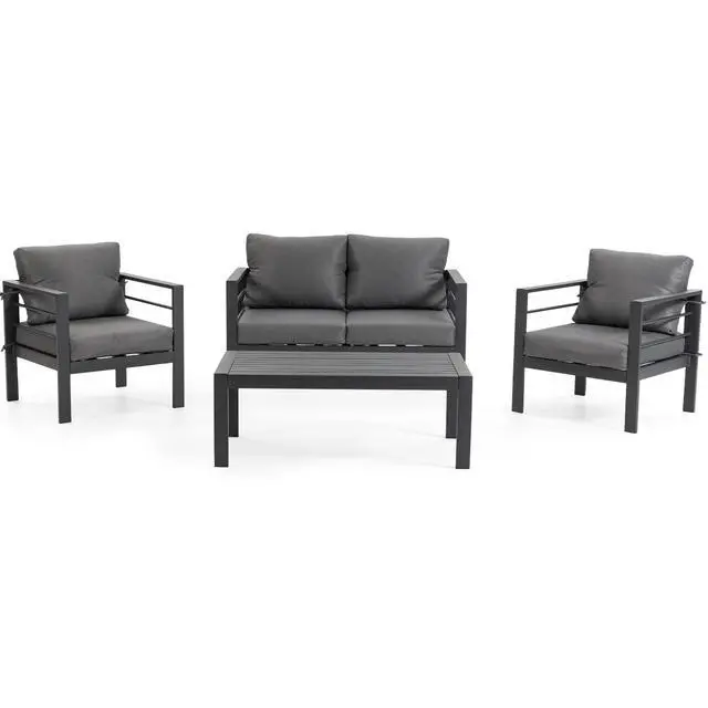 Alt view image 2 of 7 - VANBOW Outdoor Patio Furniture Set, 4-Piece Patio Conversation Set with Removable Washable Cushions & Coffee Table, All-Weather Patio Sofa Set for Garden, Balcony, Deck, Backyard - Grey