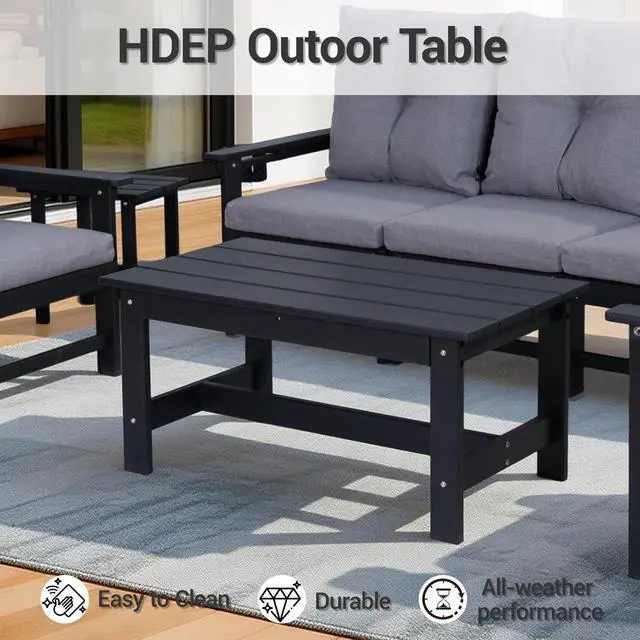 Alt view image 7 of 7 - VANBOW Outdoor Patio Furniture Set, 7 PCs HDPE All Weather Free Combination Outdoor Furniture, Patio Conversation Sets w/Cotton Sponge Cushions for Patio, Gaden, Yard Lawn Poolside -Black