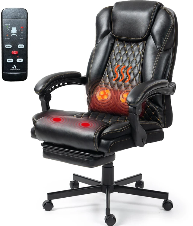 Main image of VANBOW Kneading Massage Heated Office Chair Ergonomic Executive Chair with Footrest, 2-Point Vibration, 2-Point Knead with Recline