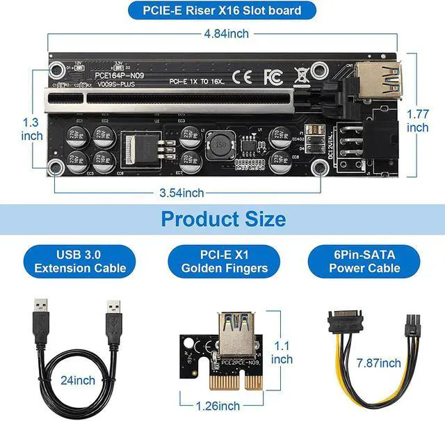 Alt view image 2 of 2 - 10 X Riser USB 3.0 PCI-E 1X to 16X Adaptor 6PIN V009SPLUS
