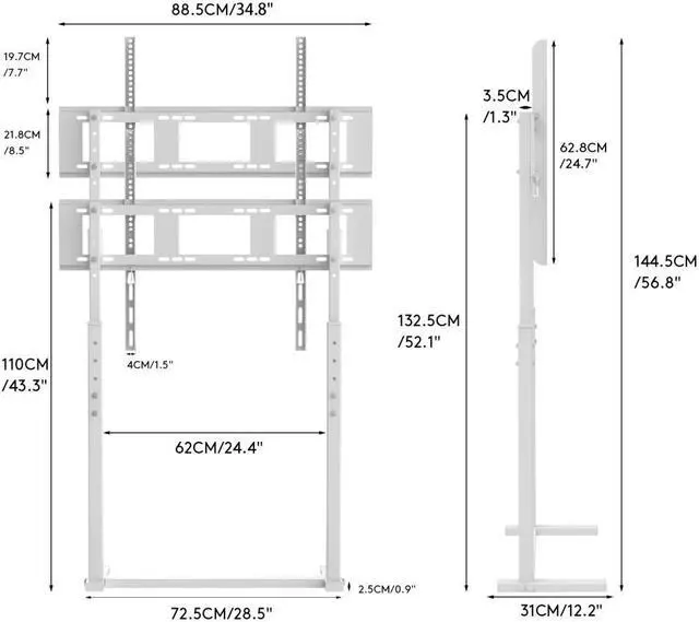 Alt view image 7 of 7 - Universal TV Stand Height Adjustable TV Mount, Heavy Duty TV Mount Stand for TV Bench Compatible with 32-100 inch Flat Panel LED LCD Screens