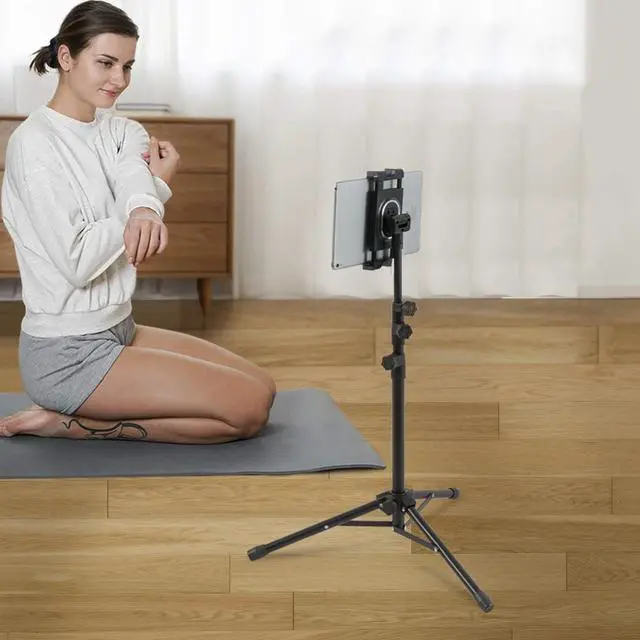 Alt view image 2 of 7 - Portable Tablet Tripod Stand Mobile Phone Holder Height Adjustable 360 Rotating For 4.5-12.9 Phone Tablet