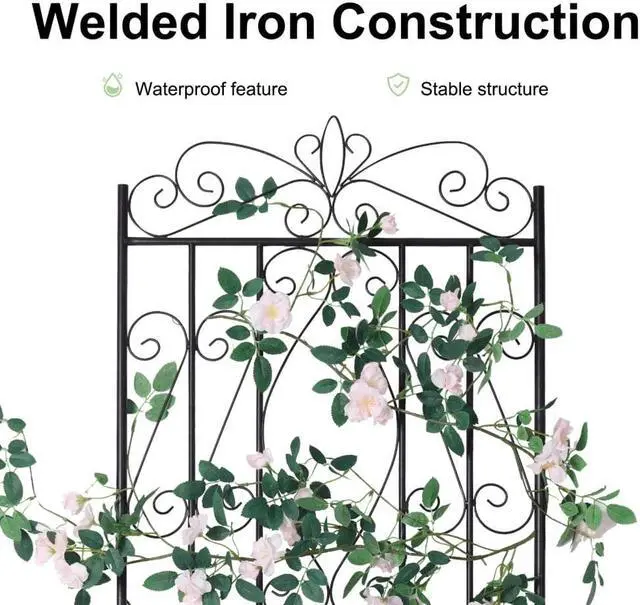 Alt view image 7 of 7 - 6 Panels Rustproof Garden Trellis for Climbing Plants,  71.6'' High Metal Climbing Plants Fencing Barrier, Heavy Duty  Garden Outdoor Indoor Potted Plant Support Stand