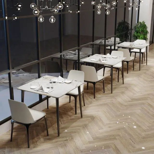 Alt view image 5 of 7 - Square Home Dining Table Marble Coffee Table Luxury  Kitchen  Furniture Home Banquet Table with Metal Legs