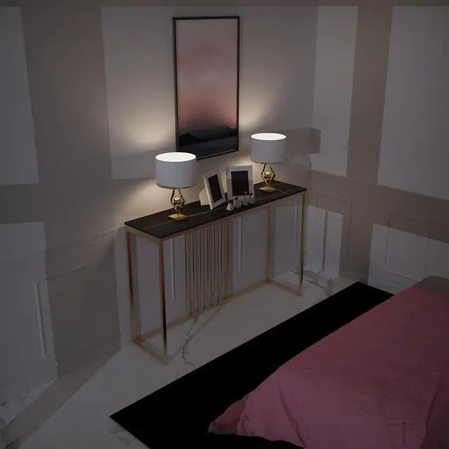 Alt view image 5 of 7 - Modern Sintered Stone Extra long Console Table  Narrow Black Sofa Table Entryway Storage Table Luxuery Bar Table Hallway Accent Table Black