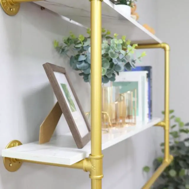 Alt view image 4 of 7 - Wall Mounted Industrial Pipe Garment Rack Heavy Duty Iron  Garment Rack, Multi-Purpose Clothes Display Rack with 2-tier Top Shelves