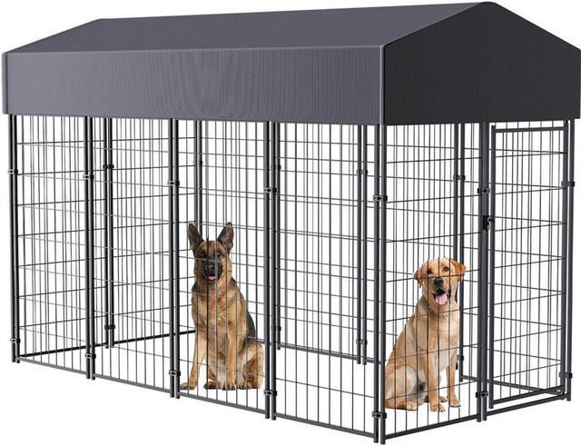 Alt view image 6 of 7 - 64.9'' High Metal Welded Secure Wire Dog Cages Outdoor Giant Huge Dog Kennel Fence  with Waterproof  UV-Resistant Cover