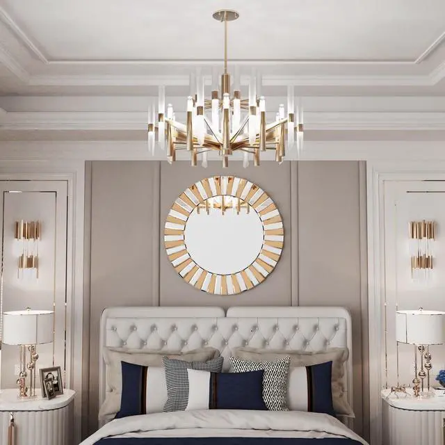 Alt view image 5 of 7 - Decorative Mirrors Round Sunburst Wall Mirror Beveled Edge Glass Bathroom Vanity Mirror Hanging Accent Mirrors for Living Room Bedroom Fireplace Decor