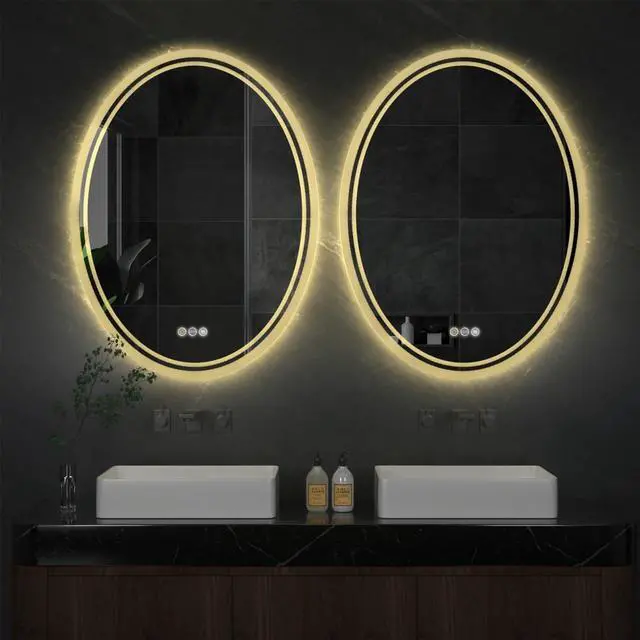 Main image of Led Oval Illuminated Bathroom Mirror Wall Mounted Anti Fog Make Up Mirror