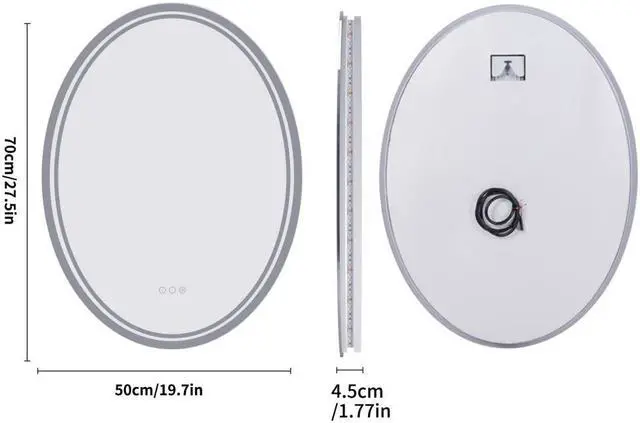 Alt view image 7 of 7 - Led Oval Illuminated Bathroom Mirror Wall Mounted Anti Fog Make Up Mirror
