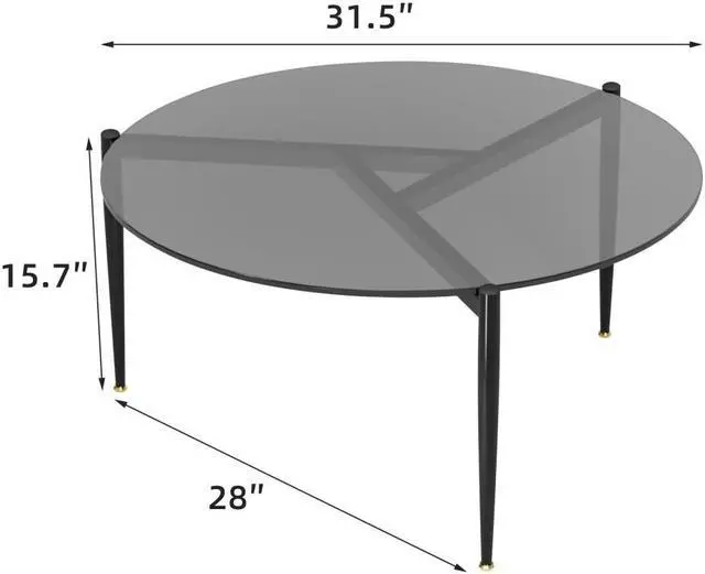 Alt view image 7 of 7 - Minimalist Tempered  Glass Sofa Side Table Modern Round Coffee Table