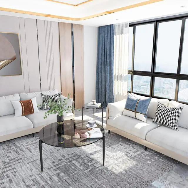 Alt view image 3 of 7 - Minimalist Tempered  Glass Sofa Side Table Modern Round Coffee Table