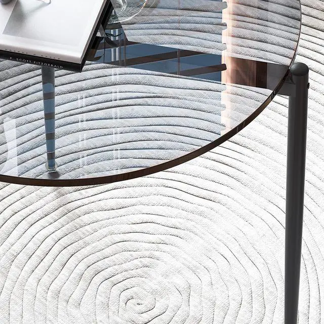 Alt view image 6 of 7 - Minimalist Tempered  Glass Sofa Side Table Modern Round Coffee Table