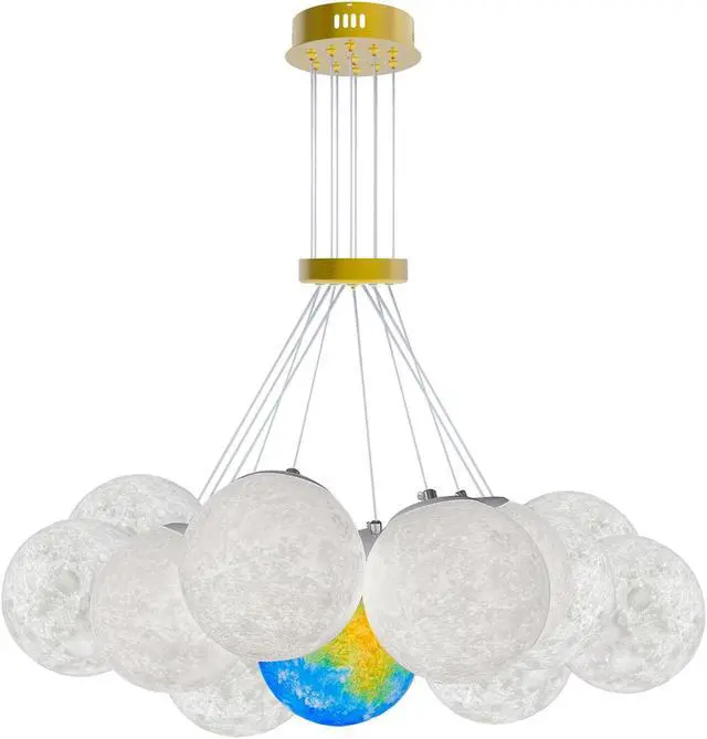 Alt view image 7 of 7 - 13PCS Modern Planet LED Chandelier Kids Bedroom Decor Ceiling Pendant Lamp
