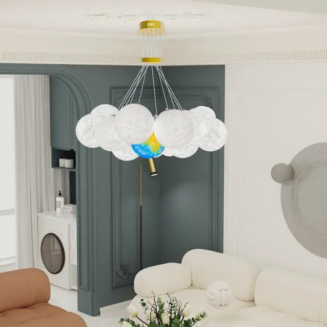 Alt view image 2 of 7 - 13PCS Modern Planet LED Chandelier Kids Bedroom Decor Ceiling Pendant Lamp