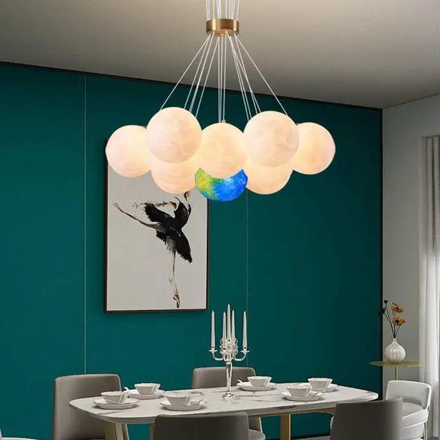 Alt view image 4 of 7 - 13PCS Modern Planet LED Chandelier Kids Bedroom Decor Ceiling Pendant Lamp
