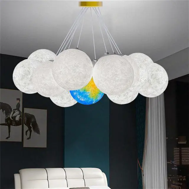 Alt view image 6 of 7 - 13PCS Modern Planet LED Chandelier Kids Bedroom Decor Ceiling Pendant Lamp
