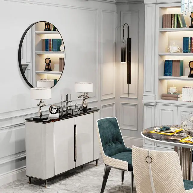 Alt view image 3 of 7 - Minimalist Style Black Aluminum Framed Bathroom Mirror Wall Mounted Vanity Mirror