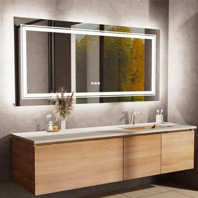 Main image of Extra Large LED Illuminated Bathroom Mirror Anti-fog Shatterproof Aluminum Frame