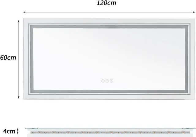 Alt view image 7 of 7 - Extra Large LED Illuminated Bathroom Mirror Anti-fog Shatterproof Aluminum Frame