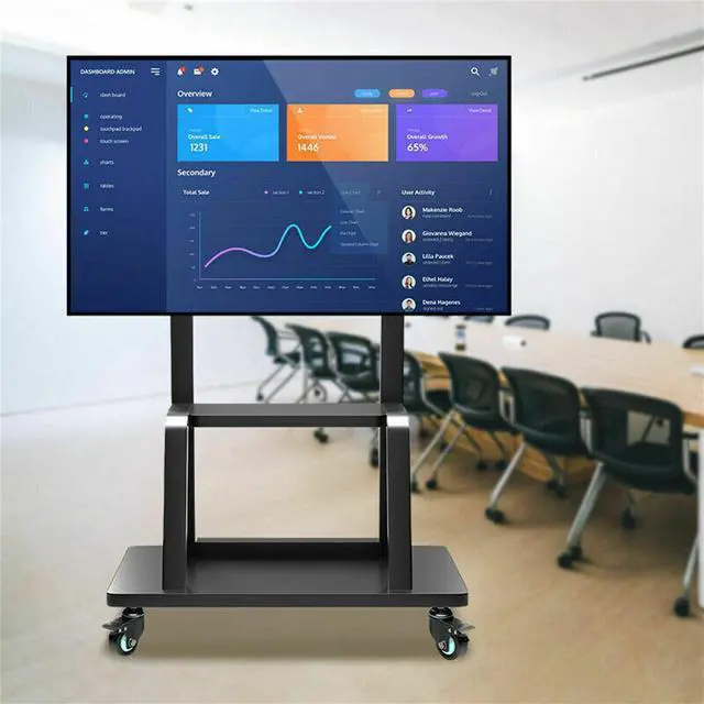 Alt view image 3 of 7 - Heavy Duty TV Stand Wheels TV Bracket Rolling Floor Television Mount for 32"-80"