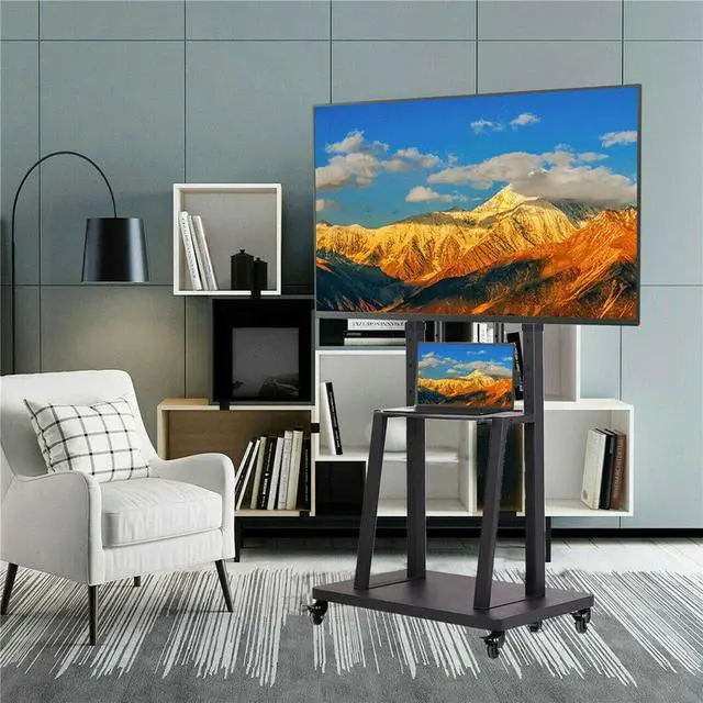Main image of Heavy Duty TV Stand Wheels TV Bracket Rolling Floor Television Mount for 32"-80"