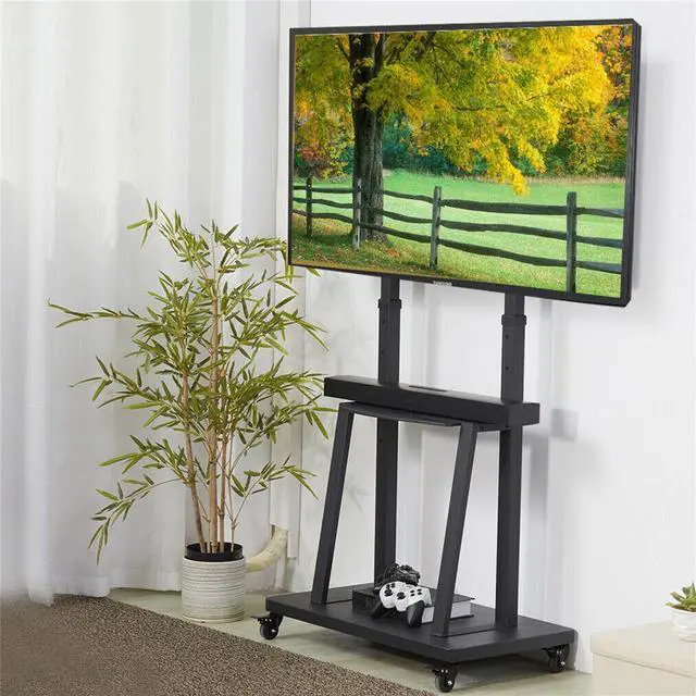 Alt view image 4 of 7 - Heavy Duty TV Stand Wheels TV Bracket Rolling Floor Television Mount for 32"-80"