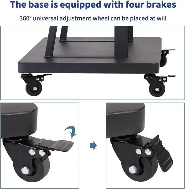 Alt view image 5 of 7 - Heavy Duty TV Stand Wheels TV Bracket Rolling Floor Television Mount for 32"-80"