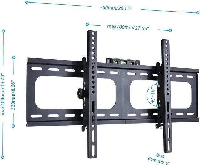 Alt view image 7 of 7 - Extra Large Slim Adjustable Tilt TV Wall Mounted Bracket for 32-75 Inch LED LCD Flat Screen