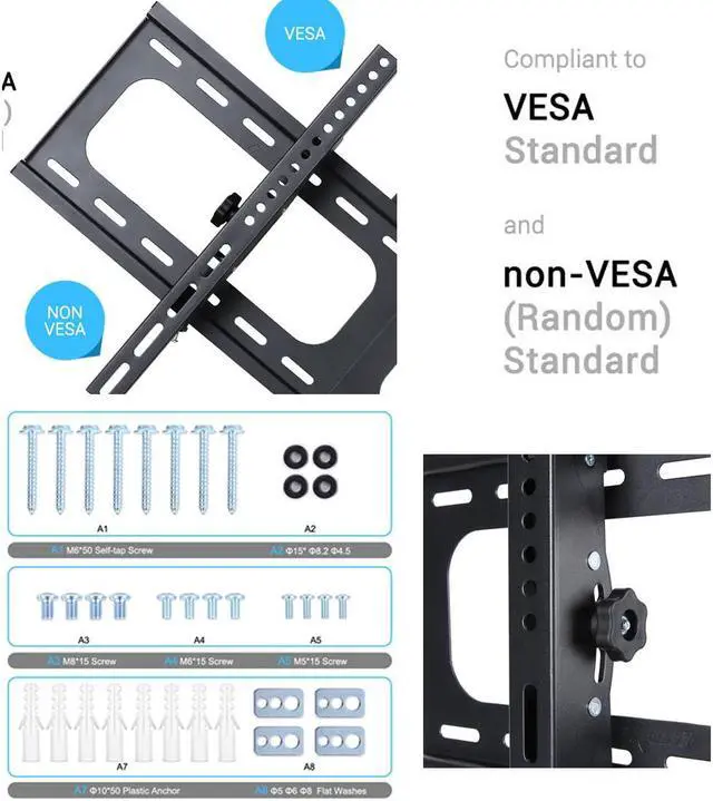 Alt view image 5 of 7 - Extra Large Slim Adjustable Tilt TV Wall Mounted Bracket for 32-75 Inch LED LCD Flat Screen